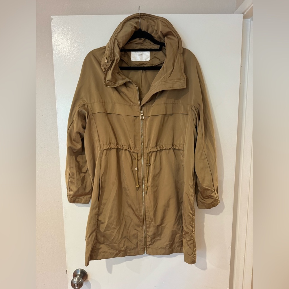 Zara Tan/olive Parka Jacket Size L